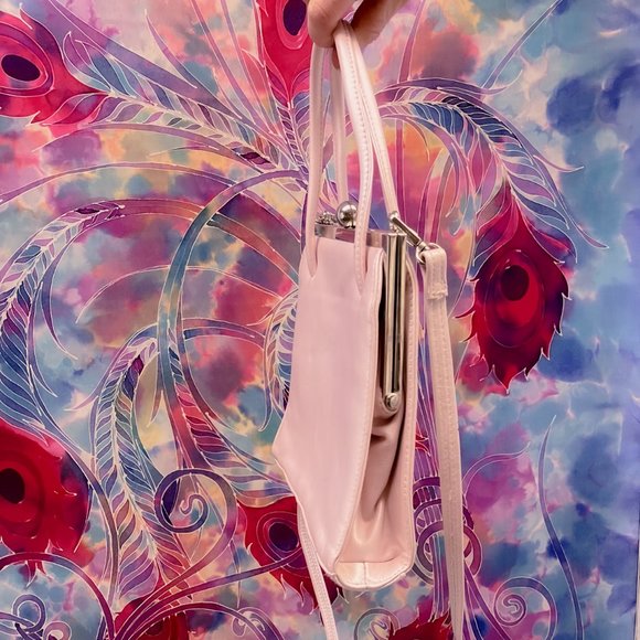 Jacqueline Ferrar || Pearl Pink Plush Classic Little Shoulder Clutch Style Purse - Picture 3 of 13